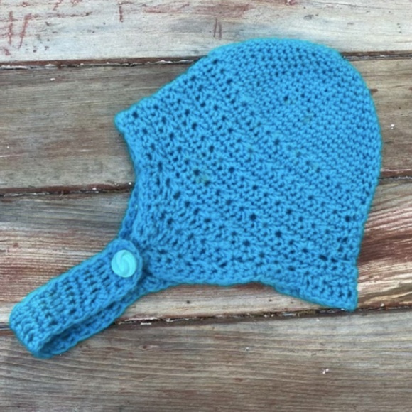 Vintage handmade knit hat/ear warmer hat with ties, Lot of 2 - Picture 10 of 15